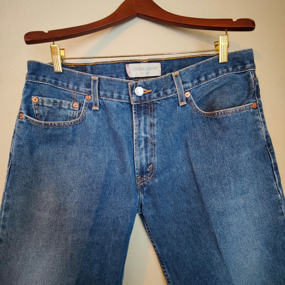 Vintage Y2K Levis 529 Low Rise Straight Leg Jeans Denim Medium Wash Faded HEMMED - Picture 2 of 11